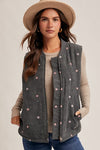Delicate Daisies Corduroy Vest/Embroiderd Floral- Teal