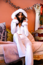 Fur-ever Flirty Faux Fur Trim Knit Set - Snow