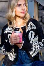 Soft Landing Swan Detail Knit Sweater - Black/Ivory
