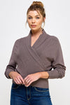 Prim and Proper Fine Gauge Wrap Sweater- Coco Ash