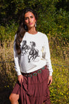 Wide Open Spaces Horse Crew Neck Sweatshirt- Ivory