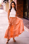 Karma Highway Flowy Satin Tiered Skirt - Blush