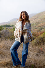 North Coast Faux Fur Plush Stripe Coat - Ivory/Multi