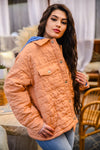 Dahlia Drift Quilted Puffer Jacket - Cantaloupe