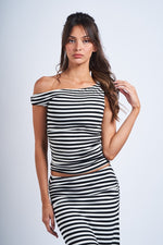 Bare It All Stripe Sleeveless Top - Black/White