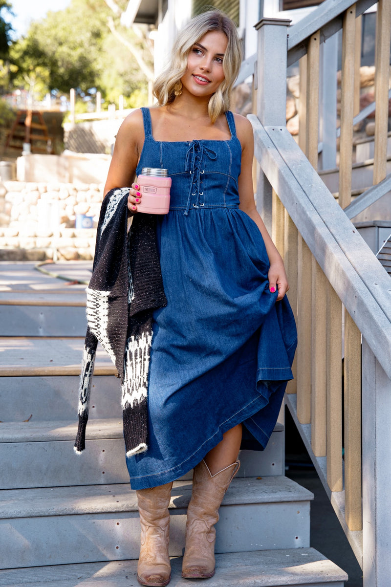 Indigo Grove Sleeveless Denim Dress - Dark Wash