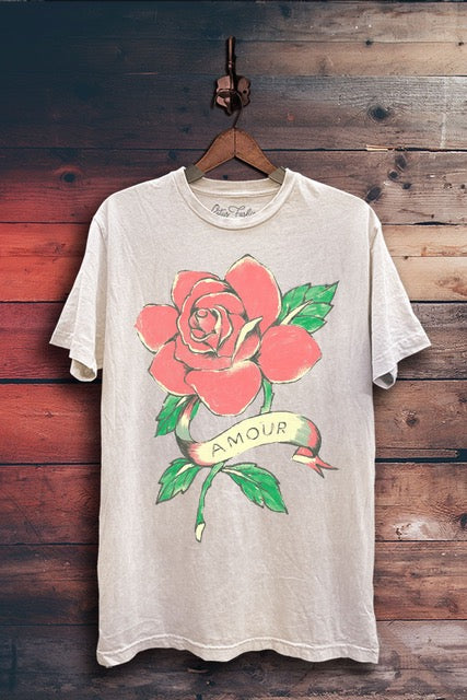 Amour Rose T-Shirt - Tan/Multi