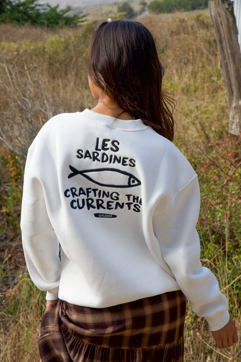 Les Sardines Pullover Sweatshirt- White