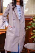 Timeless Talent Double Breasted 3/4 Sleeve Trench Coat -Camel