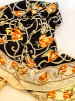 Rose Garden Trellis Scarf - Black/Tangerine