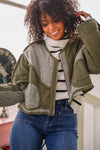 Evergreen Cropped Quilted Jacket- Olive