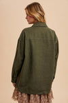 Alpine Drive Oversized Denim Shacket - Olive