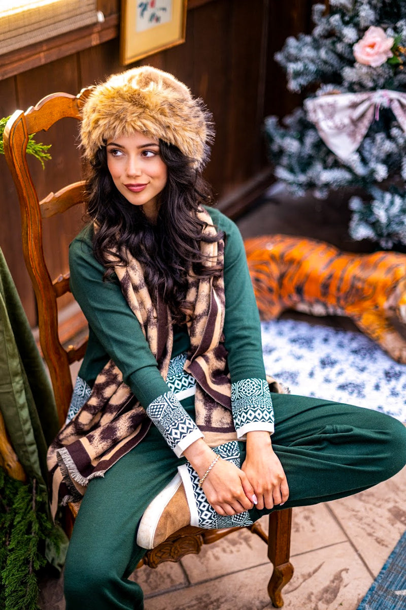 Snowfall Soiree Matching Set Nordic Print- Evergreen