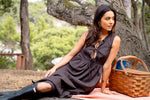 Hidden Hollow Sleeveless And Plaid Maxi Dress- Chocolate