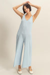 Radiate Sunshine Ribbed Sleeveless Jumpsuit- Sky