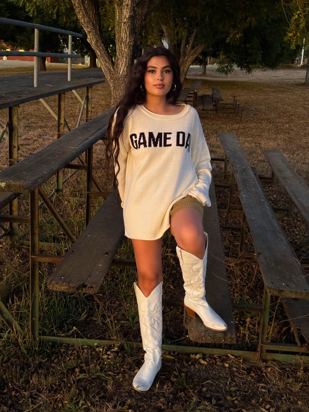 Game Day Pullover Sweater-Ivory/Black