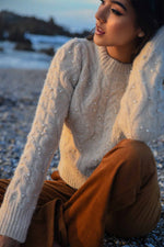 Ocean Treasure Knit Sweater W/ Pearls - Cream