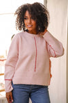 Sweet Treat Speckled Crewneck Sweater- Pink Macaron