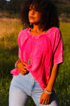 Light as a Feather Cotton Top- Hot Pink
