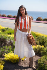 Emily Cotton Tiered Midi Skirt - White