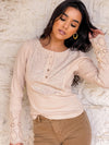 Lace and Love Ribbed Top - Wheat