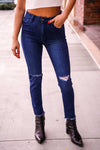 JUST USA Knee Slit Skinny Denim Pant - Dark Wash