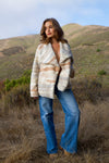 North Coast Faux Fur Plush Stripe Coat - Ivory/Multi