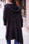 Miracle Popcorn Knit Hooded Cardigan (LONG)- Black