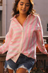 Malibu Boo Stripe Hi-Lo Button Up - Bubblegum