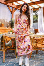 Terra Rose Floral Slip Dress - Apricot/Multi