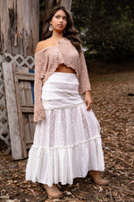 Stevie Lace Maxi Skirt- White
