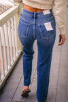 Flying Monkey Raw Hem Straight Leg Denim Pant - Dark Wash