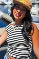 Bare It All Stripe Sleeveless Top - Black/White