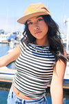 Bare It All Stripe Sleeveless Top - Black/White