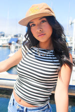 Bare It All Stripe Sleeveless Top - Black/White