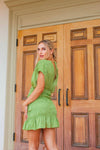 Limelight Satin Mini Dress - Apple Green