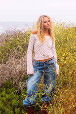Lacy Lou Sheer Lace Longsleeve- White