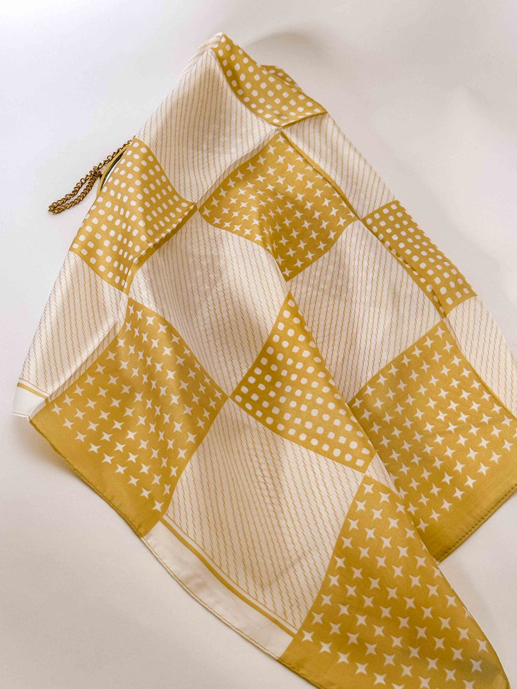 Checkered Multi-Pattern Scarf - Cream/Sand