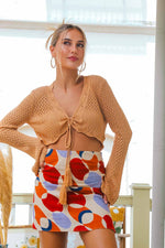 Jolene Crochet Tie Front Crop Top - Tan