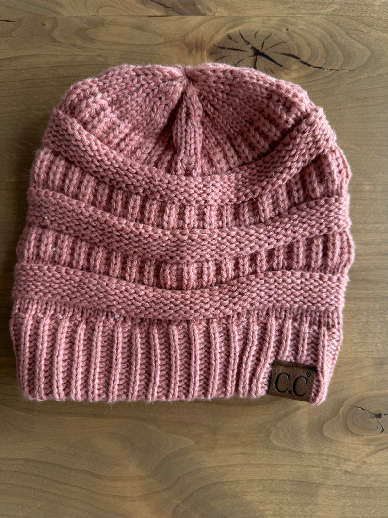 CC Cable Knit Beanie- Peach