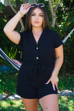 Chasing Shadows Button Down Romper - Black