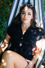 Chasing Shadows Button Down Romper - Black