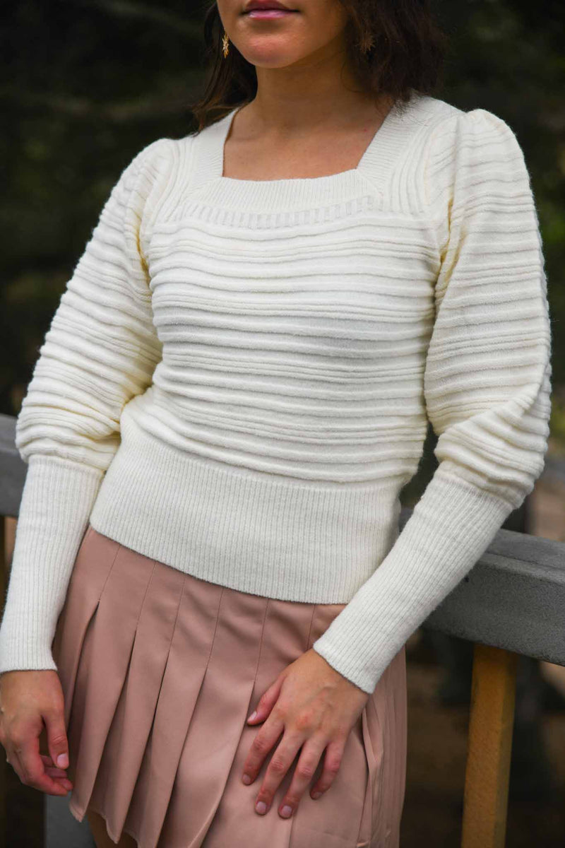 Cloud Soft Textured Cropped Sweater - Ivory