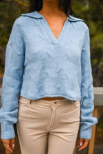 Winter Sky Collared Sweater - Baby Blue