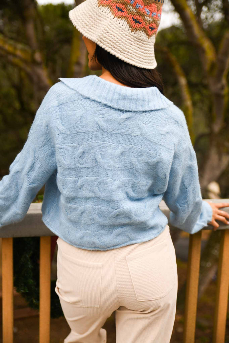 Winter Sky Collared Sweater - Baby Blue