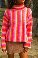 Cranberry Tangerine Twist Striped Sweater - Beige/Orange/Pink