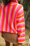 Cranberry Tangerine Twist Striped Sweater - Beige/Orange/Pink