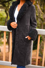 Mademoiselle Plush Shearling Coat - Black