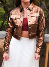 All That Shimmers Faux Leather Jacket - Metallic Bronze