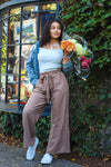 Mocha Tie Waist Wide Leg Pants - Chocolate